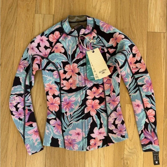 NEW NWT BILLABONG Womens Peeky Natural Upcycler Front Zip Wetsuit Jacket - Picture 5 of 10
